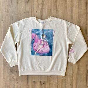 Barbie Vacay Mode Cream Sweatshirt with Pink Flamingo Graphic Size XL